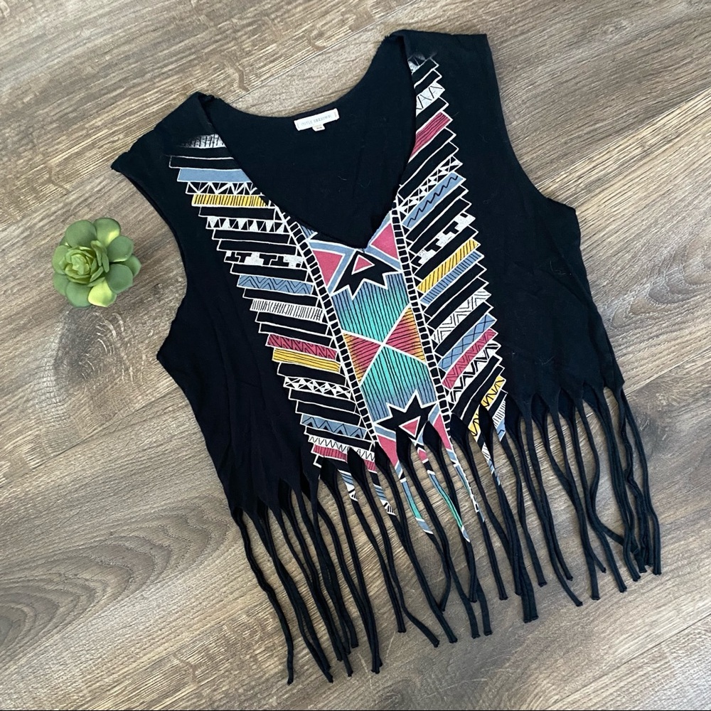 $10 🌟 Fringe Boho Tribal Print Festival Top